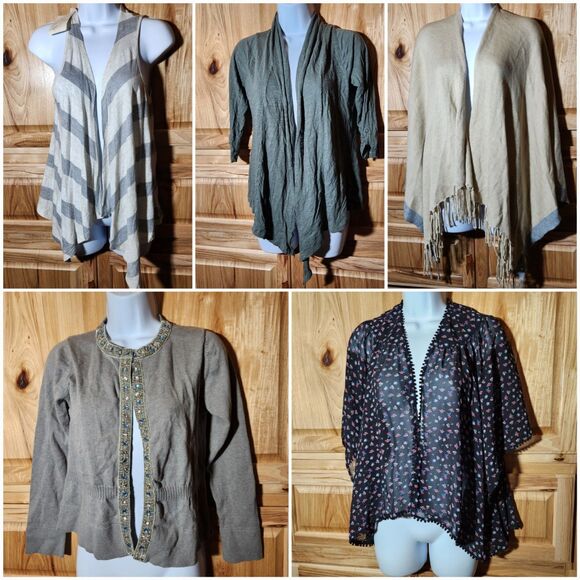 Women’s Large Tops Lot – 5 Piece Bundle | Shrugs & Cardigans - Picture 1 of 11